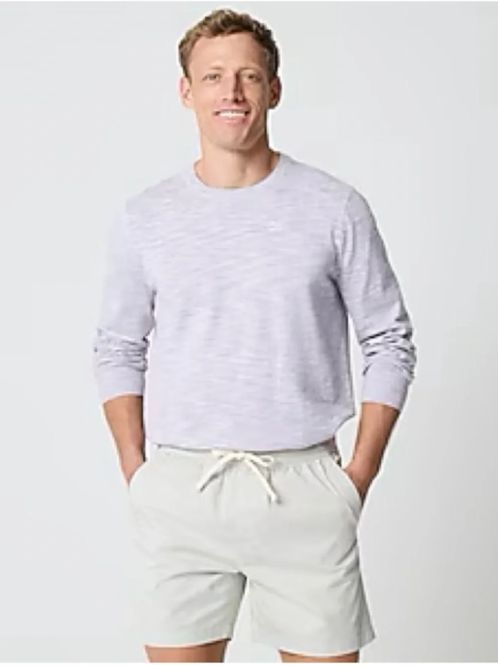 NWT J.Crew Men's Cotton Beach Sweater Size L Lilac Striped Crewneck Knit NEW